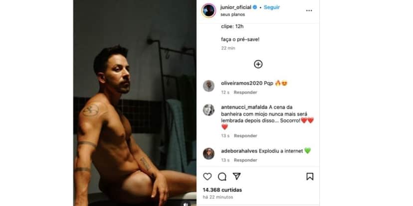 Júnior Lima nu (Foto: Reprodução / Instagram) Júnior Lima nu (Foto: Reprodução / Instagram)