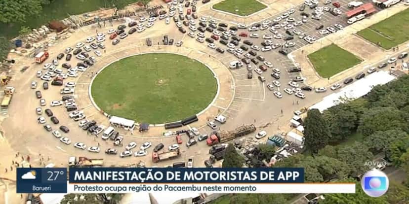 Manifestação motoristas Uber e 99 (Foto: Reprodução / Globo) Manifestação motoristas Uber e 99 (Foto: Reprodução / Globo)