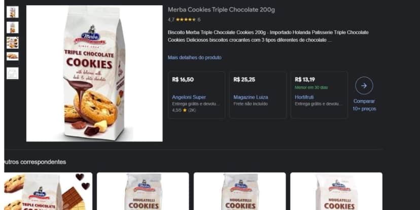Demais lotes dos biscoitos da marca importada Merba são comercializados normalmente (Foto Reprodução/Google Shopping) Demais lotes dos biscoitos da marca importada Merba são comercializados normalmente (Foto Reprodução/Google Shopping)