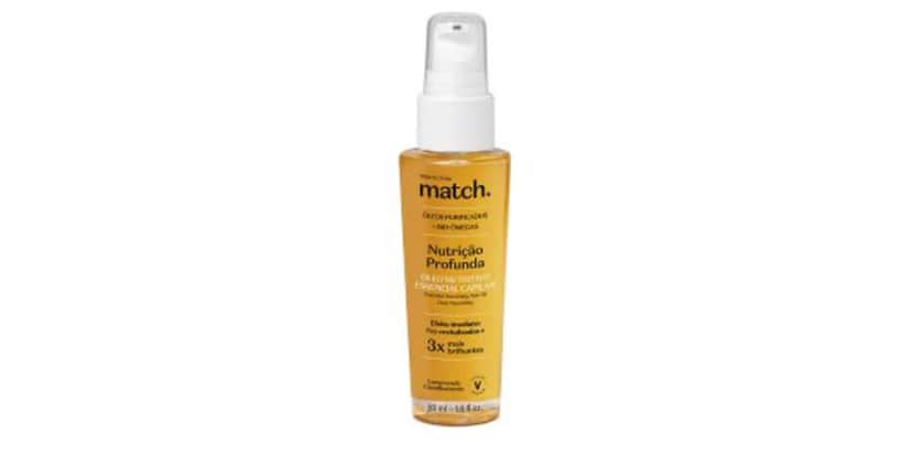 Óleo Nutritivo Essencial Capilar Match Nutrição Profunda 50ml - Match- (Foto: Reprodução : Site da marca) Óleo Nutritivo Essencial Capilar Match Nutrição Profunda 50ml - Match- (Foto: Reprodução : Site da marca)