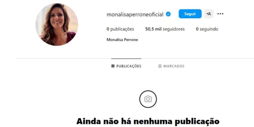 Monalisa Perrone excluiu todas as publicações de seu Instagram (Reprodução: Instagram) Monalisa Perrone excluiu todas as publicações de seu Instagram (Reprodução: Instagram)