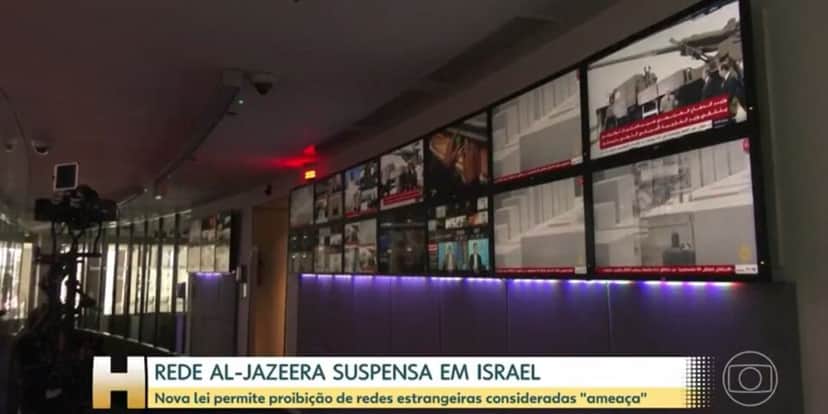 A rede Al-Jazeera ficará com os escritórios fechados por 45 dias ao menos (Reprodução: Globo) A rede Al-Jazeera ficará com os escritórios fechados por 45 dias ao menos (Reprodução: Globo)