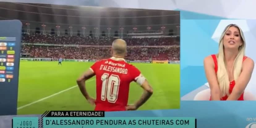 A apresentadora não segurou as lágrimas no Jogo Aberto (Reprodução: Band) A apresentadora não segurou as lágrimas no Jogo Aberto (Reprodução: Band)
