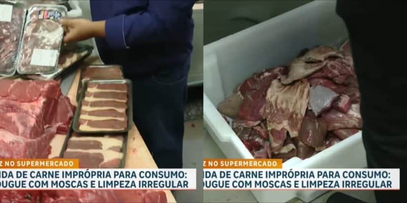 Carnes mostradas no supermercado rival do Carrefour - Foto: Record Carnes mostradas no supermercado rival do Carrefour - Foto: Record