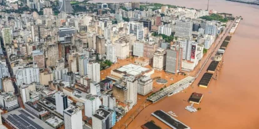 Rio Grande do Sul alagado devido fortes chuvas - (Foto: Reprodução / Internet) Rio Grande do Sul alagado devido fortes chuvas - (Foto: Reprodução / Internet)