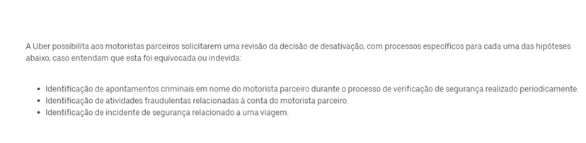 Comunicado da Uber sobre bloqueio dos motoristas - Foto: Internet Comunicado da Uber sobre bloqueio dos motoristas - Foto: Internet