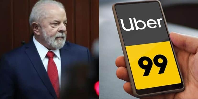 Lula e pessoa segurando celular com logo da Uber e 99 (Fotos: Reproduções / Fátima Meira / Estadão / Internet) Lula e pessoa segurando celular com logo da Uber e 99 (Fotos: Reproduções / Fátima Meira / Estadão / Internet)