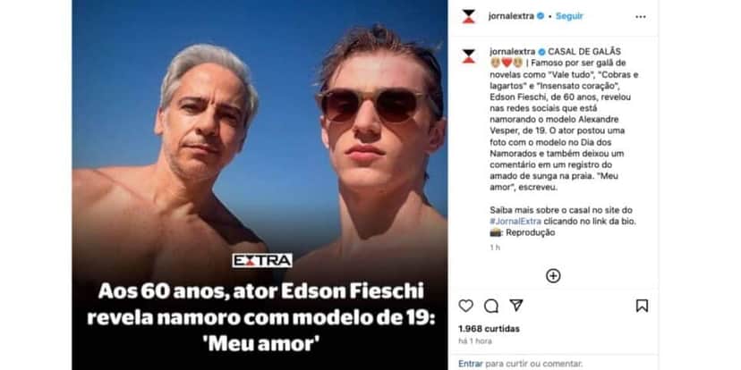 Publicação Edson Fieschi e Alexandre Vesper (Foto: Reprodução / Instagram) Publicação Edson Fieschi e Alexandre Vesper (Foto: Reprodução / Instagram)