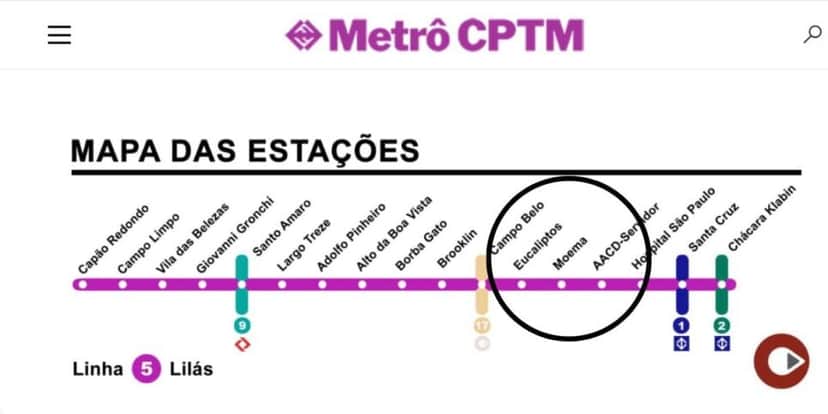 Moema se tornou uma estação da Linha 5- Lilás (Reprodução: Internet) Moema se tornou uma estação da Linha 5- Lilás (Reprodução: Internet)