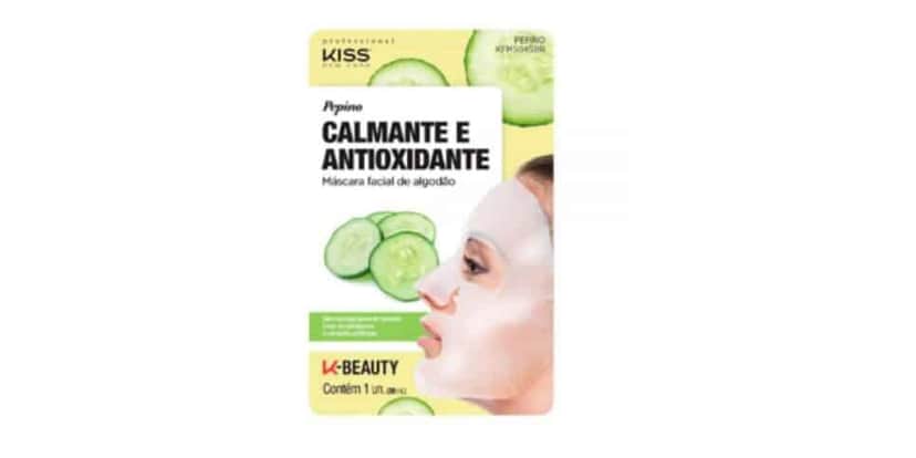 Máscara Facial de Algodão Kiss NY Pepino para pele (Foto: Reprodução / Site oficial farmácia) Máscara Facial de Algodão Kiss NY Pepino para pele (Foto: Reprodução / Site oficial farmácia)