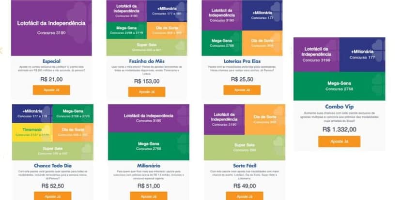Combos de apostas das Loterias CAIXA (Foto Reprodução/Montagem/Lennita/TV Foco/Loterias) Combos de apostas das Loterias CAIXA (Foto Reprodução/Montagem/Lennita/TV Foco/Loterias)