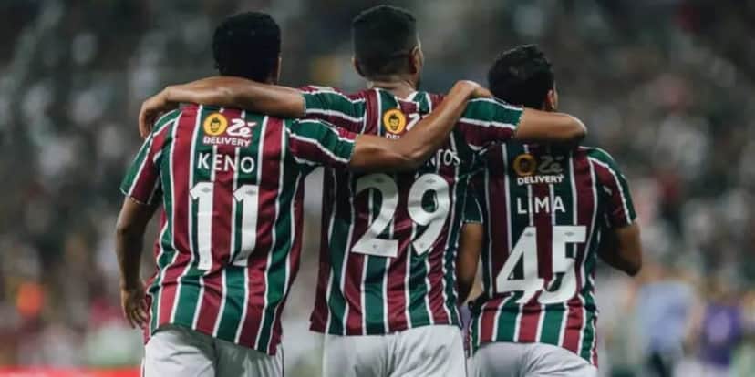 Fluminense comemorando seu gol na Libertadores (Reprodução: LUCAS MERÇON) Fluminense comemorando seu gol na Libertadores (Reprodução: LUCAS MERÇON)