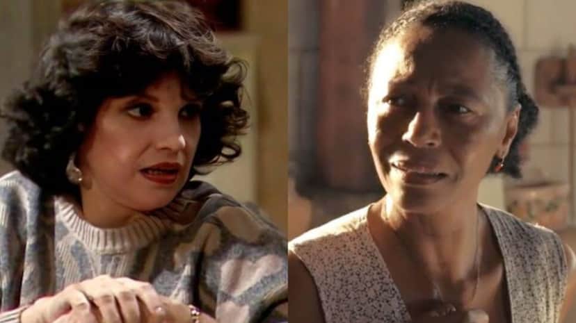 Eunice, vivida por Íris Bruzzi, teve escalação de Edvana Carvalho, de Renascer (Fotos: Reprodução/ Canal Viva/ Globoplay/ Montagem TV Foco) Eunice, vivida por Íris Bruzzi, teve escalação de Edvana Carvalho, de Renascer (Fotos: Reprodução/ Canal Viva/ Globoplay/ Montagem TV Foco)