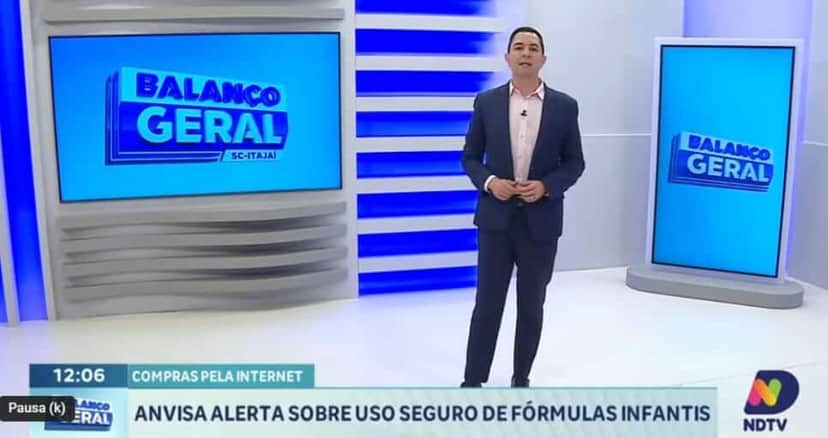 Calebe Moreno, apresentador do Balanço Geral- Itajaí (Foto Reprodução/NDTV) Calebe Moreno, apresentador do Balanço Geral- Itajaí (Foto Reprodução/NDTV)