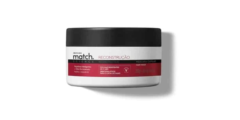 Máscara Capilar Match Science Reconstrução (Foto: Reprodução/ Boticário) Máscara Capilar Match Science Reconstrução (Foto: Reprodução/ Boticário)