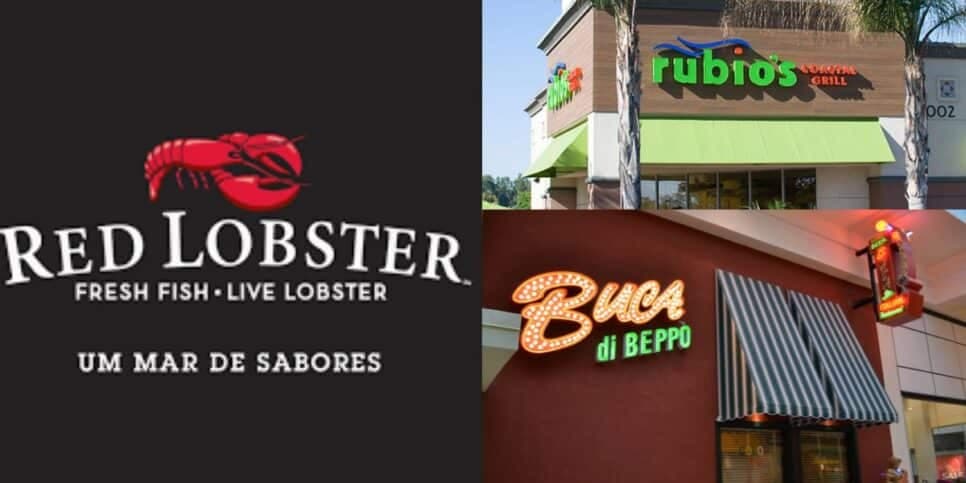 Red Lobster, Rubio's Coastal Grill e Buca di Beppo também enfrentaram falências em 2024 (Foto Reprodução/Montagem/Tv Foco) Red Lobster, Rubio's Coastal Grill e Buca di Beppo também enfrentaram falências em 2024 (Foto Reprodução/Montagem/Tv Foco)