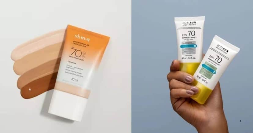 Protetor Solar Facial Antioleosidade FPS 70 Boti.Sun Acqua Fluido (40 ml) e Quem Disse, Berenice? Protetor Solar Facial Delícia FPS 70 Skin.q Cor 03 (40 ml): Protetor Solar Facial Antioleosidade FPS 70 Boti.Sun Acqua Fluido (40 ml) e Quem Disse, Berenice? Protetor Solar Facial Delícia FPS 70 Skin.q Cor 03 (40 ml):