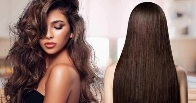 Mulher com o cabelo ondulado e liso (Fotos: Reproduções / Canva) Mulher com o cabelo ondulado e liso (Fotos: Reproduções / Canva)