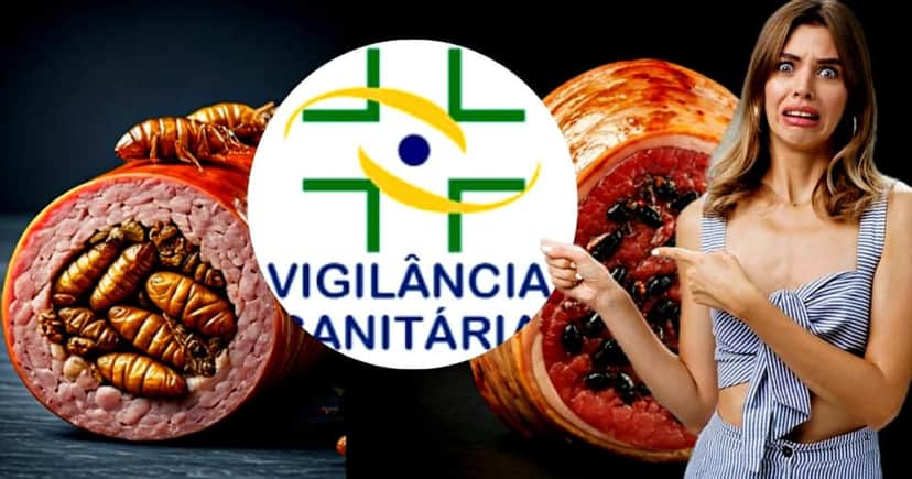 Vigilância Sanitária interdita açougue de supermercado por carne recheada com insetos (Foto Reprodução/Montagem/Lennita/Tv Foco/Canva/VISA) Vigilância Sanitária interdita açougue de supermercado por carne recheada com insetos (Foto Reprodução/Montagem/Lennita/Tv Foco/Canva/VISA)