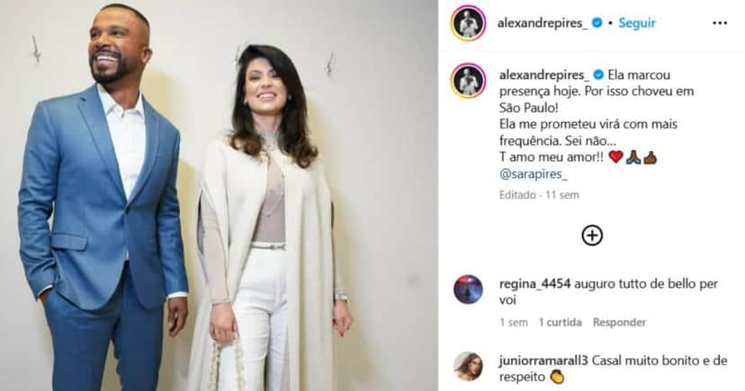O famoso cantor ao lado de sua esposa, Sara Campos (Foto: Reprodução) O famoso cantor ao lado de sua esposa, Sara Campos (Foto: Reprodução)