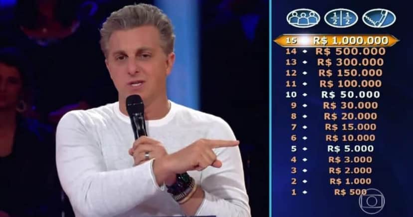 Luciano Huck apresenta o Quem Quer Ser Um Milionário, no Domingão com Huck, da Globo (Foto: Reprodução) Luciano Huck apresenta o Quem Quer Ser Um Milionário, no Domingão com Huck, da Globo (Foto: Reprodução)
