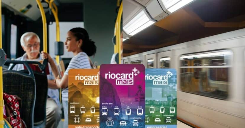 Pessoas em ônibus, RioCard e metrô (Fotos: Reproduções / Canva / Divulgação) Pessoas em ônibus, RioCard e metrô (Fotos: Reproduções / Canva / Divulgação)