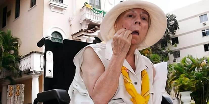 Último registro da atriz na cadeira de rodas no Retiro dos Artistas (Foto: Reprodução / Internet Último registro da atriz na cadeira de rodas no Retiro dos Artistas (Foto: Reprodução / Internet