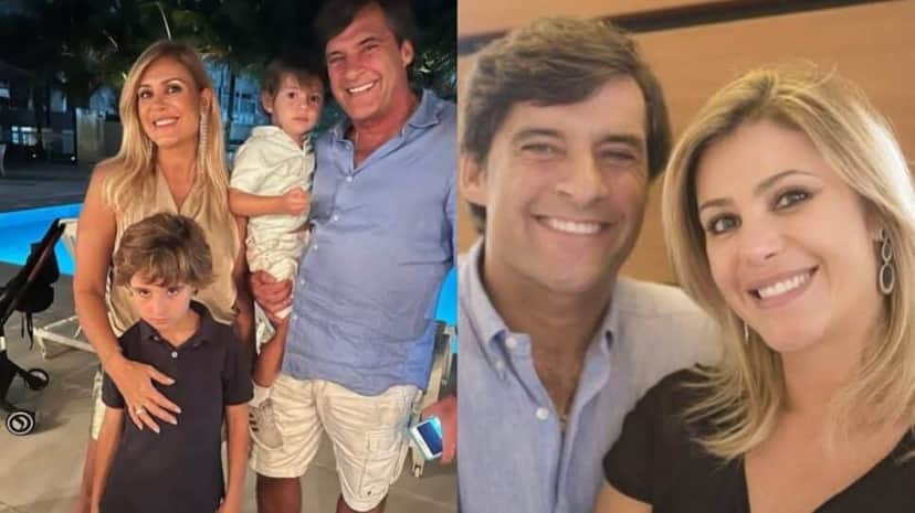 Flávia Freire com atual marido e os filhos, fruto do relacionamento (Foto: Reprodução/ Internet/ Montagem) Flávia Freire com atual marido e os filhos, fruto do relacionamento (Foto: Reprodução/ Internet/ Montagem)