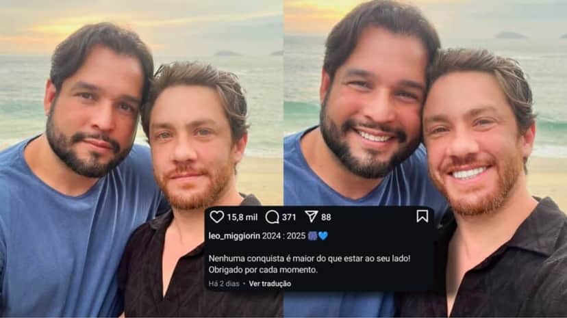 O galã expôs identidade do seu companheiro na virada de ano (Fotos: Reprodução/ Instagram/ Montagem TV Foco) O galã expôs identidade do seu companheiro na virada de ano (Fotos: Reprodução/ Instagram/ Montagem TV Foco)