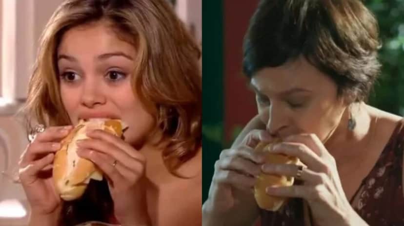 Momento icônico recriado após 14 anos na faixa das 19h (Fotos: Reprodução/ Globoplay/ Montagem TV Foco) Momento icônico recriado após 14 anos na faixa das 19h (Fotos: Reprodução/ Globoplay/ Montagem TV Foco)