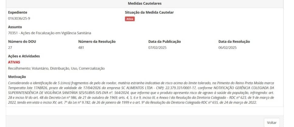 Resolução da ANVISA contra tempero parte 1 (Foto Reprodução/ANVISA) Resolução da ANVISA contra tempero parte 1 (Foto Reprodução/ANVISA)