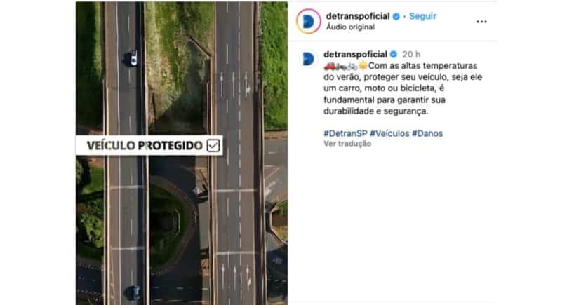 Comunicado do DetranSP (Reprodução/Instagram) Comunicado do DetranSP (Reprodução/Instagram)