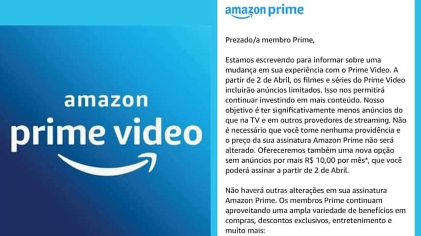 Comunicado oficial da Amazon sobre o streaming e alteração aos assinantes (Fotos: Reprodução/ g1/ Divulgação/ Montagem TV Foco) Comunicado oficial da Amazon sobre o streaming e alteração aos assinantes (Fotos: Reprodução/ g1/ Divulgação/ Montagem TV Foco)