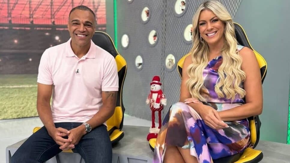 Denílson e Renata Fan foram grandes parceiros e estrelas no Jogo Aberto (Foto: Reprodução/ Divulgação, Band) Denílson e Renata Fan foram grandes parceiros e estrelas no Jogo Aberto (Foto: Reprodução/ Divulgação, Band)