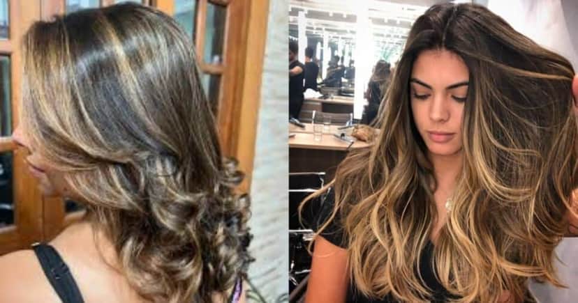 Corte em U com mechas balayage - Foto: Internet Corte em U com mechas balayage - Foto: Internet