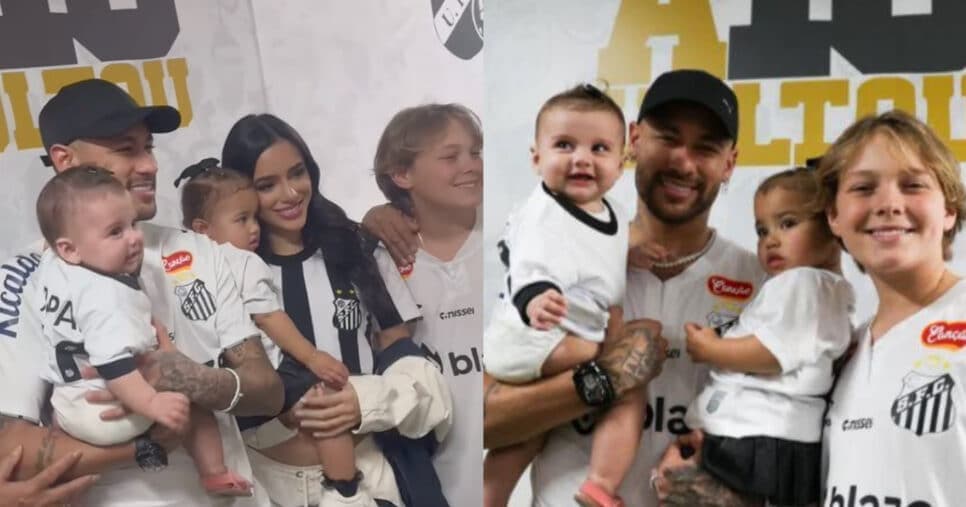Neymar no Santos ao lado de sua família (Foto: Reprodução/Montagem TV Foco) Neymar no Santos ao lado de sua família (Foto: Reprodução/Montagem TV Foco)