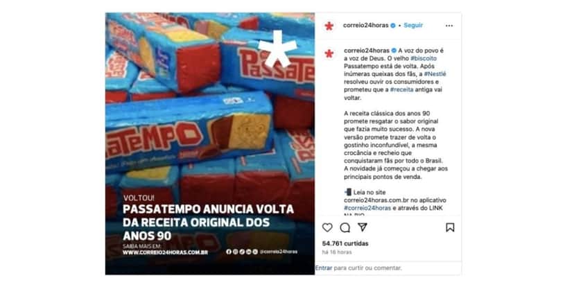 Anúncio Passatempo (Foto: Reprodução / Instagram) Anúncio Passatempo (Foto: Reprodução / Instagram)