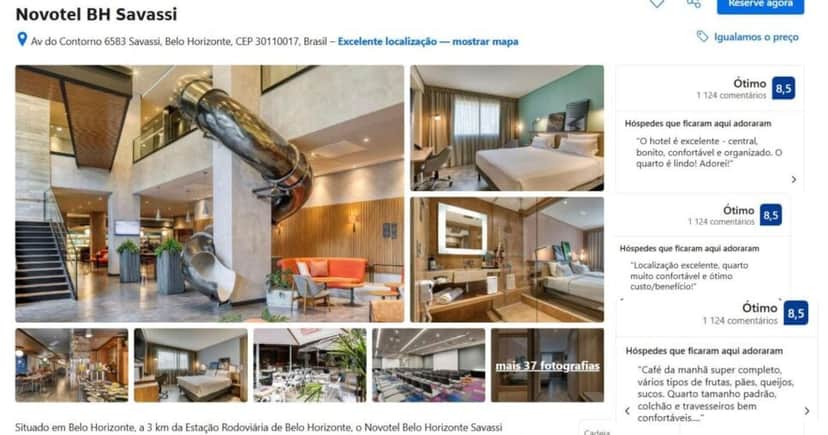 Avaliações do Novotel Savassi no Booking (Foto Reprodução/Montagem/Canva/Booking/Lennita/Tv Foco) Avaliações do Novotel Savassi no Booking (Foto Reprodução/Montagem/Canva/Booking/Lennita/Tv Foco)