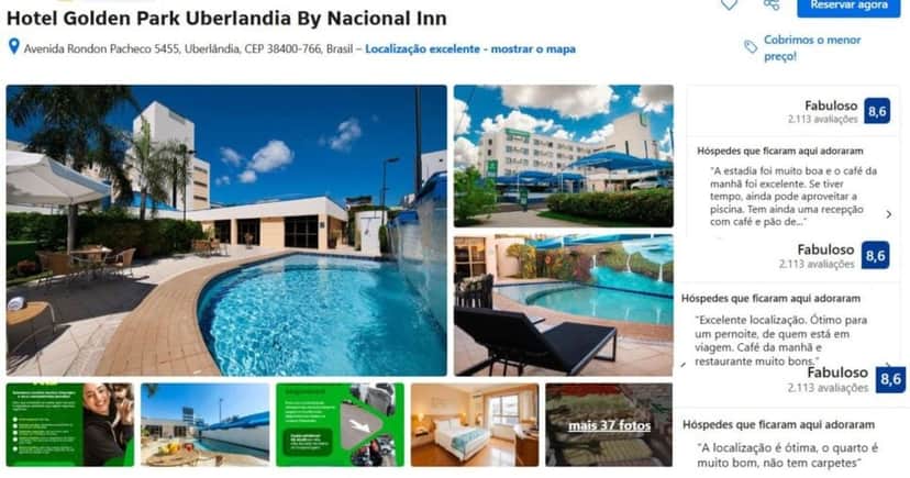 Avaliações do Hotel Golden Park Uberlândia (Foto Reprodução/Montagem/Canva/Booking/Lennita/Tv Foco) Avaliações do Hotel Golden Park Uberlândia (Foto Reprodução/Montagem/Canva/Booking/Lennita/Tv Foco)