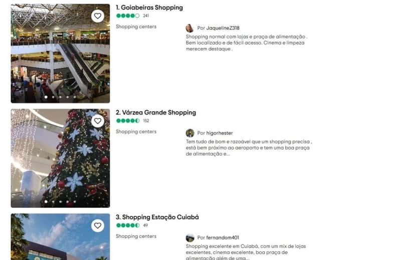 Ranking dos melhores shoppings de MT, segundo o Trip Advisor Ranking dos melhores shoppings de MT, segundo o Trip Advisor