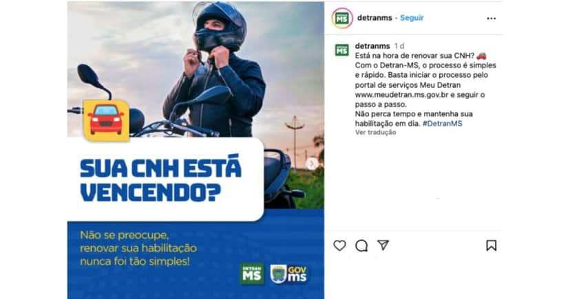 Comunicado do Detran-MS (Reprodução/Instagram) Comunicado do Detran-MS (Reprodução/Instagram)