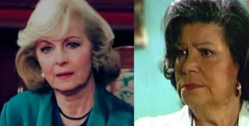 Irán Eory (dona Lourdes) e Meche Barba (tia Abigail) – Foto: Reprodução/ Internet/ Montagem TV Foco Irán Eory (dona Lourdes) e Meche Barba (tia Abigail) – Foto: Reprodução/ Internet/ Montagem TV Foco