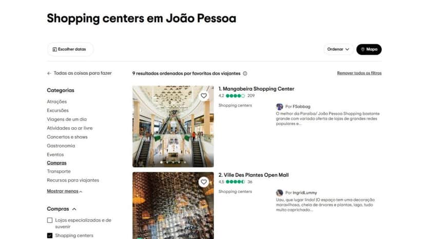 Shopping Mangabeira aparece em 1º lugar no ranking do Trip Advisor, conforme opiniões de clientes e frequentadores (Foto Reprodução/TripAdvisor) Shopping Mangabeira aparece em 1º lugar no ranking do Trip Advisor, conforme opiniões de clientes e frequentadores (Foto Reprodução/TripAdvisor)