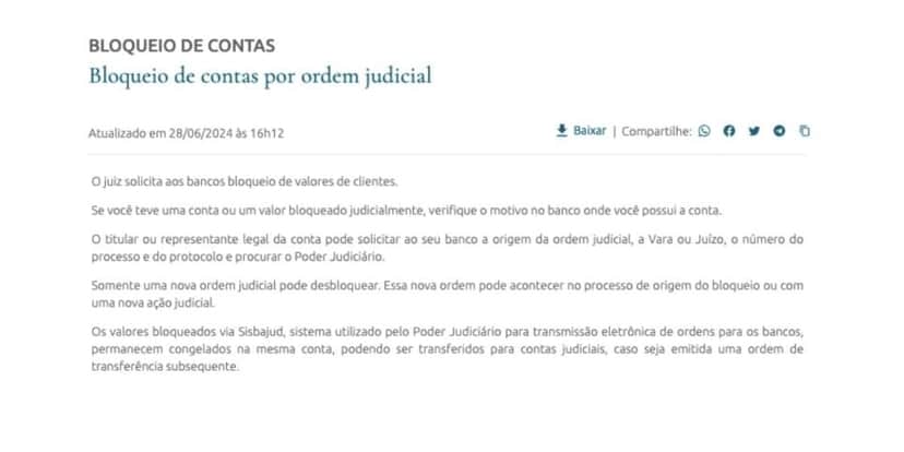 Comunicado Banco Central sobre contas bloqueadas (Foto: Reprodução / site oficial) Comunicado Banco Central sobre contas bloqueadas (Foto: Reprodução / site oficial)