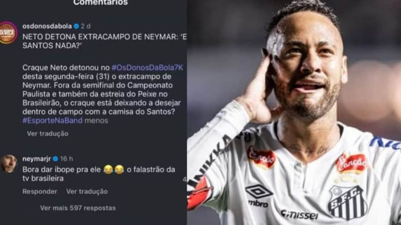 Camisa 10 do Santos chama apresentador de 'falastrão' (Fotos: Reprodução/ Instagram, Os Donos da Bola/ SFC/ Montagem TV Foco) Camisa 10 do Santos chama apresentador de 'falastrão' (Fotos: Reprodução/ Instagram, Os Donos da Bola/ SFC/ Montagem TV Foco)