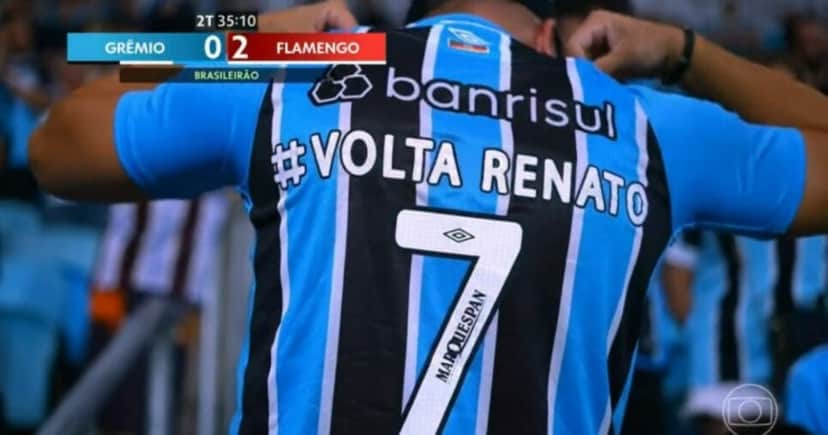 Torcida pede por volta de Renato Gaúcho ao Grêmio (Foto: Reprodução/Globo) Torcida pede por volta de Renato Gaúcho ao Grêmio (Foto: Reprodução/Globo)