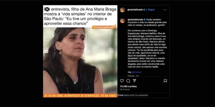 Entrevista de Mariana Maffeis (Foto: Reprodução / Instagram) Entrevista de Mariana Maffeis (Foto: Reprodução / Instagram)