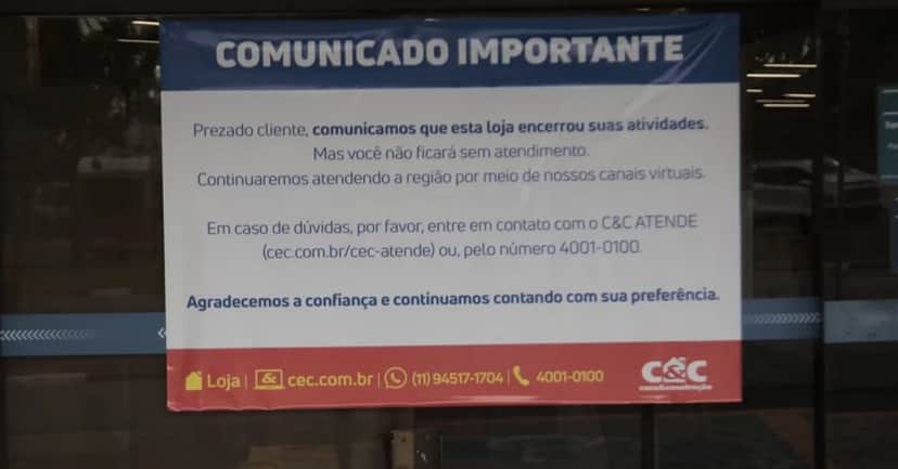Comunicado da C&C (Casa & Construção) (Foto: Reprodução / Denny Cesare) Comunicado da C&C (Casa & Construção) (Foto: Reprodução / Denny Cesare)