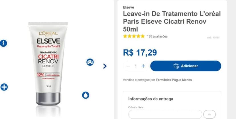 Preço do O Elseve Cicatri Renov pode custar menos de R$20 (Foto Reprodução/L'Oréal) Preço do O Elseve Cicatri Renov pode custar menos de R$20 (Foto Reprodução/L'Oréal)