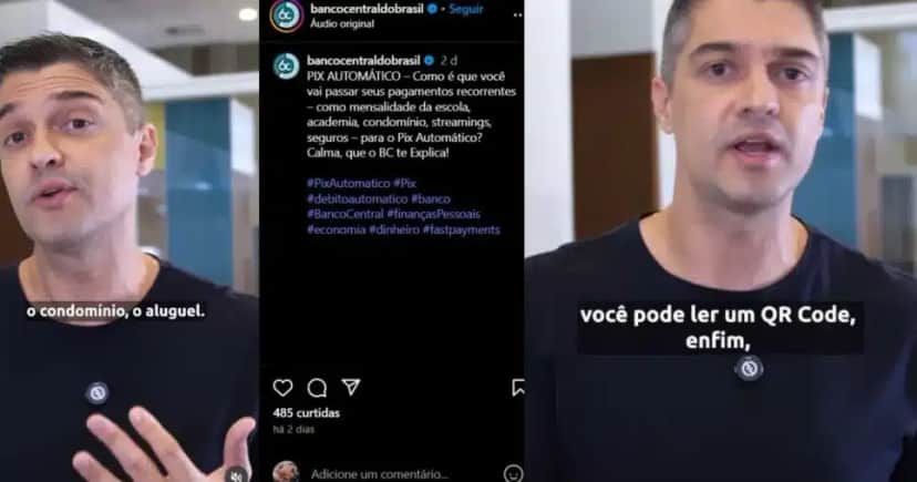 Comunicado do Banco Central sobre o PIX Automático nas redes sociais (Foto Reprodução/Montagem/TV Foco/Instagram) Comunicado do Banco Central sobre o PIX Automático nas redes sociais (Foto Reprodução/Montagem/TV Foco/Instagram)